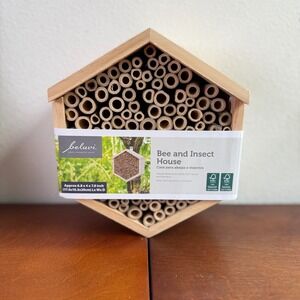 Belavi‎ Bee and Insect House Tan Bamboo Wood Hexagonal Nesting Aid